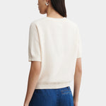 Rachel Comey Calibra Top Cream back view with textured rib knit and soft short sleeve silhouette at YUCCA Denver