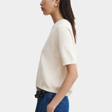 Rachel Comey Calibra Top Cream side profile showing lightweight ribbed knit and easy summer silhouette