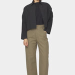 7115 by Szeki Signature 3/4 Cropped Shirt Jacket Canvas Edition Black angled front view