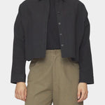 7115 by Szeki Signature 3/4 Cropped Shirt Jacket Canvas Edition Black button front detail