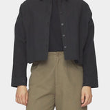 7115 by Szeki Signature 3/4 Cropped Shirt Jacket Canvas Edition Black button front detail