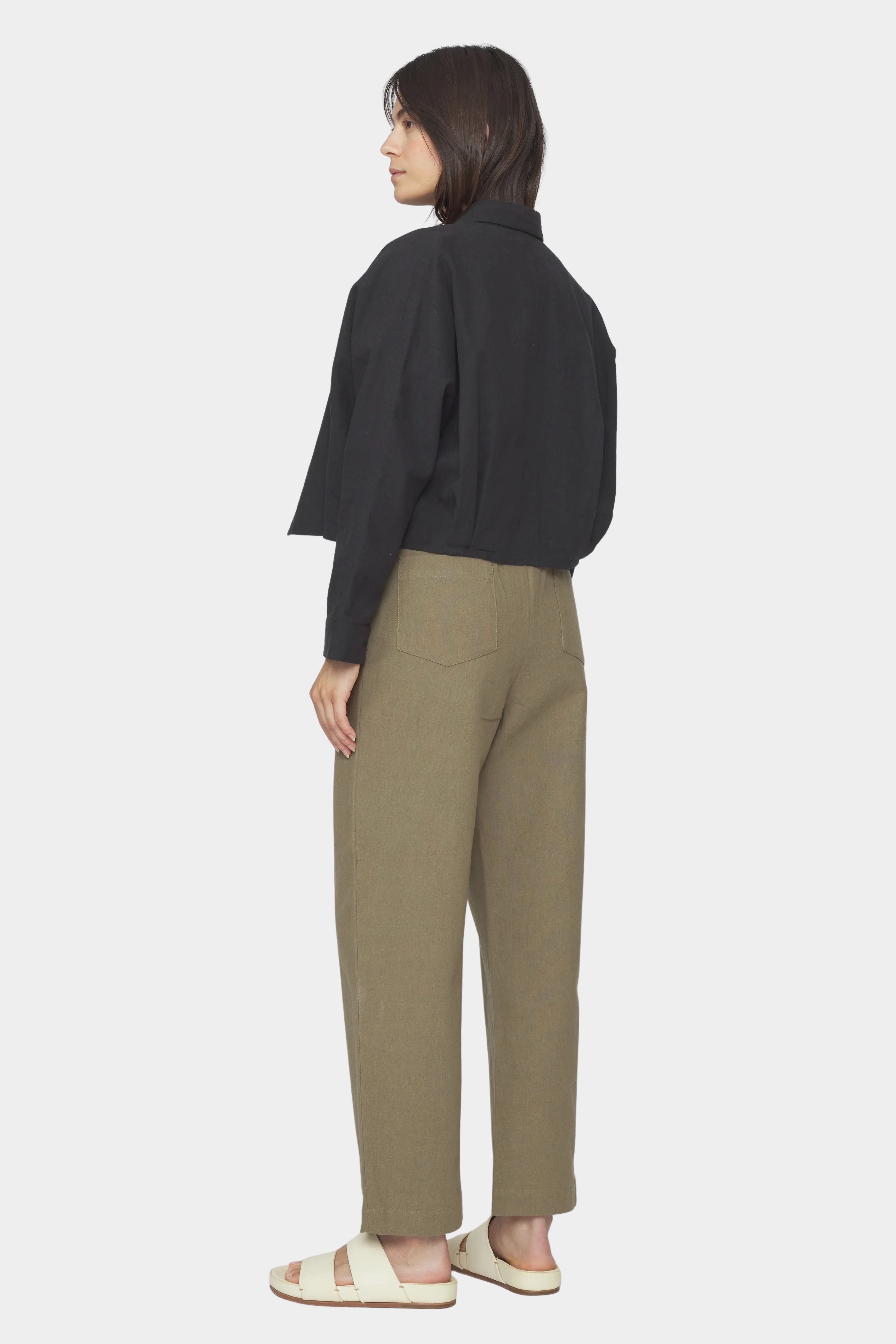 7115 by Szeki Signature 3/4 Cropped Shirt Jacket Canvas Edition Black back view