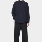 7115 by Szeki Signature Curve Legged Trouser Canvas Edition black cotton linen trousers front view