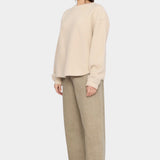 7115 by Szeki Signature Keepsake Jumper Off-White side view showing dropped shoulder and rounded hem.