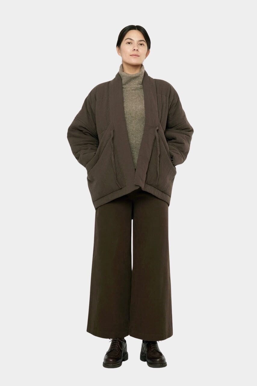 7115 by Szeki Signature Sumo Puffer in Chalk Brown oversized cocoon jacket with drop shoulders