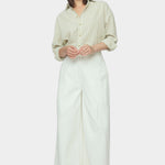 7115 by Szeki Wide Legged Skate Trouser SS26 pearl white wide leg trousers full look