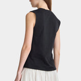 Apiece Apart Forte Tee Black back view with clean neckline and minimalist sleeveless fit at YUCCA Denver