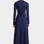 Apiece Apart Long Sleeve Volta Dress in Navy with twist waist detail and midi length at YUCCA Denver