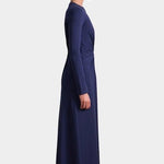 Apiece Apart Long Sleeve Volta Dress in Navy with twist waist detail and midi length at YUCCA Denver