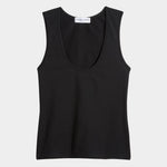 Apiece Apart Uri Low-Cut Tank Black flat lay scoop neck fitted cotton tank at YUCCA Denver