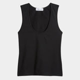 Apiece Apart Uri Low-Cut Tank Black flat lay scoop neck fitted cotton tank at YUCCA Denver