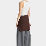 Apiece Apart Uri Low Cut Tank White fitted tank back view with wide leg trousers