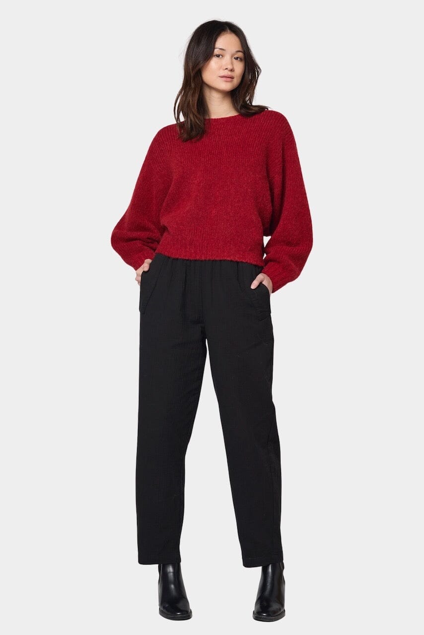 Atelier Delphine - Balloon Sleeve Sweater - Burgundy - Sweater - YUCCA,  boutiques near me, women’s quality knitwear.