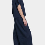 Black Crane Boxed Top Navy side view cropped length short sleeve