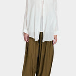 square shirt womens ivory sheer cotton silk oversized top black crane full front view
