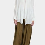 square shirt womens ivory sheer cotton silk oversized top black crane full front view