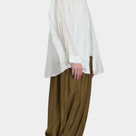 square shirt womens ivory sheer cotton silk oversized top black crane angled side view