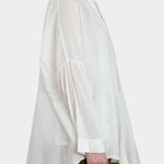 square shirt womens ivory sheer cotton silk oversized top black crane side view