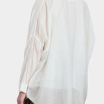 square shirt womens ivory sheer cotton silk oversized top black crane back view