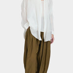 square shirt womens ivory sheer cotton silk oversized top black crane angled front full view