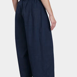 Black Crane Wide Pants Navy side view wide leg cropped silhouette
