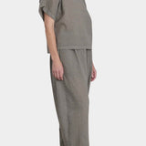 Black Crane wide pants p grey side profile cropped length relaxed structure