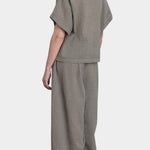 Black Crane wide pants p grey back view wide leg silhouette elastic waist