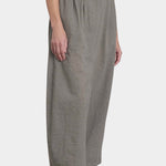 Black Crane wide pants p grey side view cropped wide leg soft drape