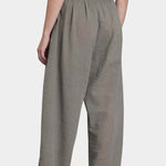 Black Crane wide pants p grey angled view elastic waistband volume shape