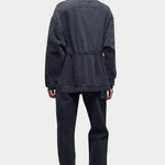 DALA Mountain Jacket in Hurricane, back view showing dropped shoulders, gathered waist and curved sleeve seams.