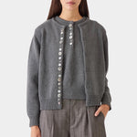 Charcoal DEMYLEE Soleil cotton cardigan photographed flat against a white background