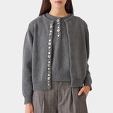 Charcoal DEMYLEE Soleil cotton cardigan photographed flat against a white background