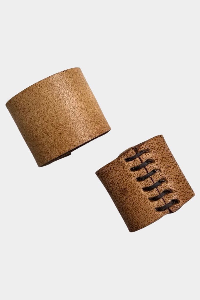 Eco Raw Studio leather bandana cuff dark brown set of three color variations
