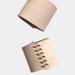 Eco Raw Studio leather bandana cuff light brown close up product view