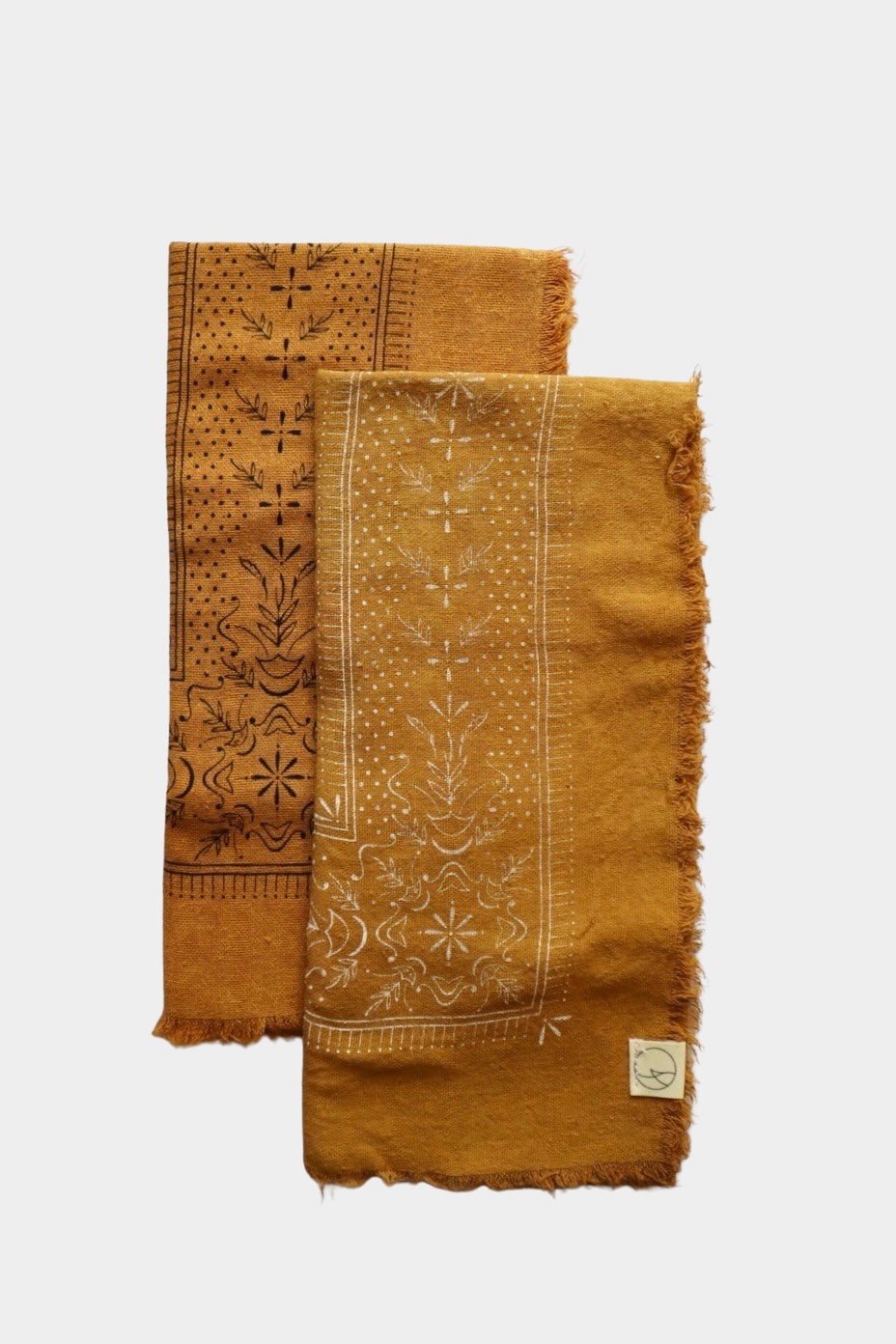 Eco Raw Studio - Raw Silk Bandana - Desert Gold x Black Ink - Bandana - YUCCA, artistic accessories, boutique near me.