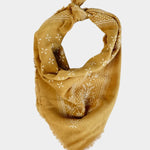 Eco Raw Studio - Raw Silk Bandana - Desert Gold x White Ink - Bandana - YUCCA, artistic accessories, boutique near me.