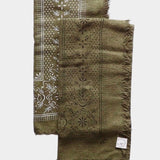 Eco Raw Studio - Raw Silk Bandana - Olive Green x Black Ink - Bandanas - YUCCA, artistic accessories, boutique near me.