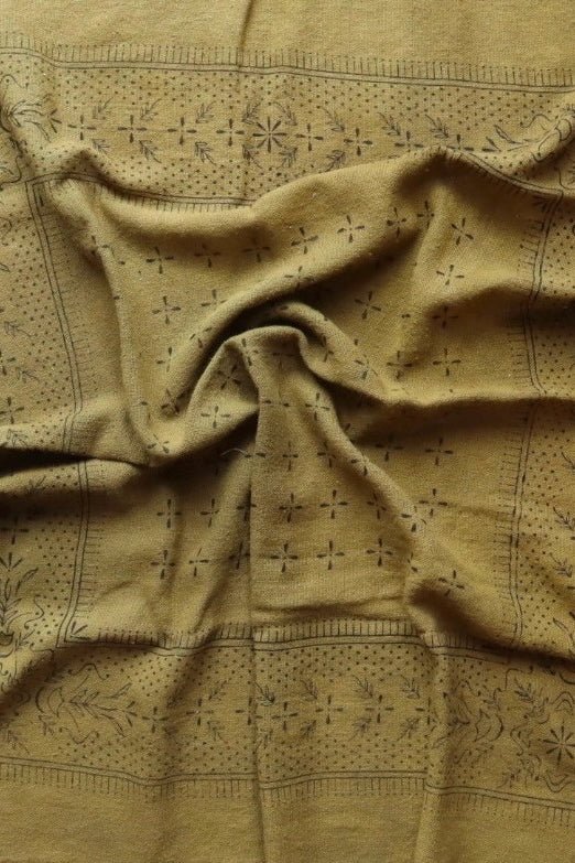 Eco Raw Studio - Raw Silk Bandana - Olive Green x Black Ink - Bandanas - YUCCA, artistic accessories, boutique near me.