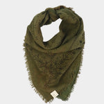 Eco Raw Studio - Raw Silk Bandana - Olive Green x Black Ink - Bandanas - YUCCA, artistic accessories, boutique near me.