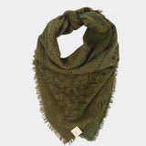 Eco Raw Studio - Raw Silk Bandana - Olive Green x Black Ink - Bandanas - YUCCA, artistic accessories, boutique near me.