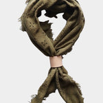 Eco Raw Studio - Raw Silk Bandana - Olive Green x Black Ink - Bandanas - YUCCA, artistic accessories, boutique near me.