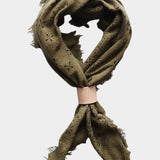Eco Raw Studio - Raw Silk Bandana - Olive Green x Black Ink - Bandanas - YUCCA, artistic accessories, boutique near me.