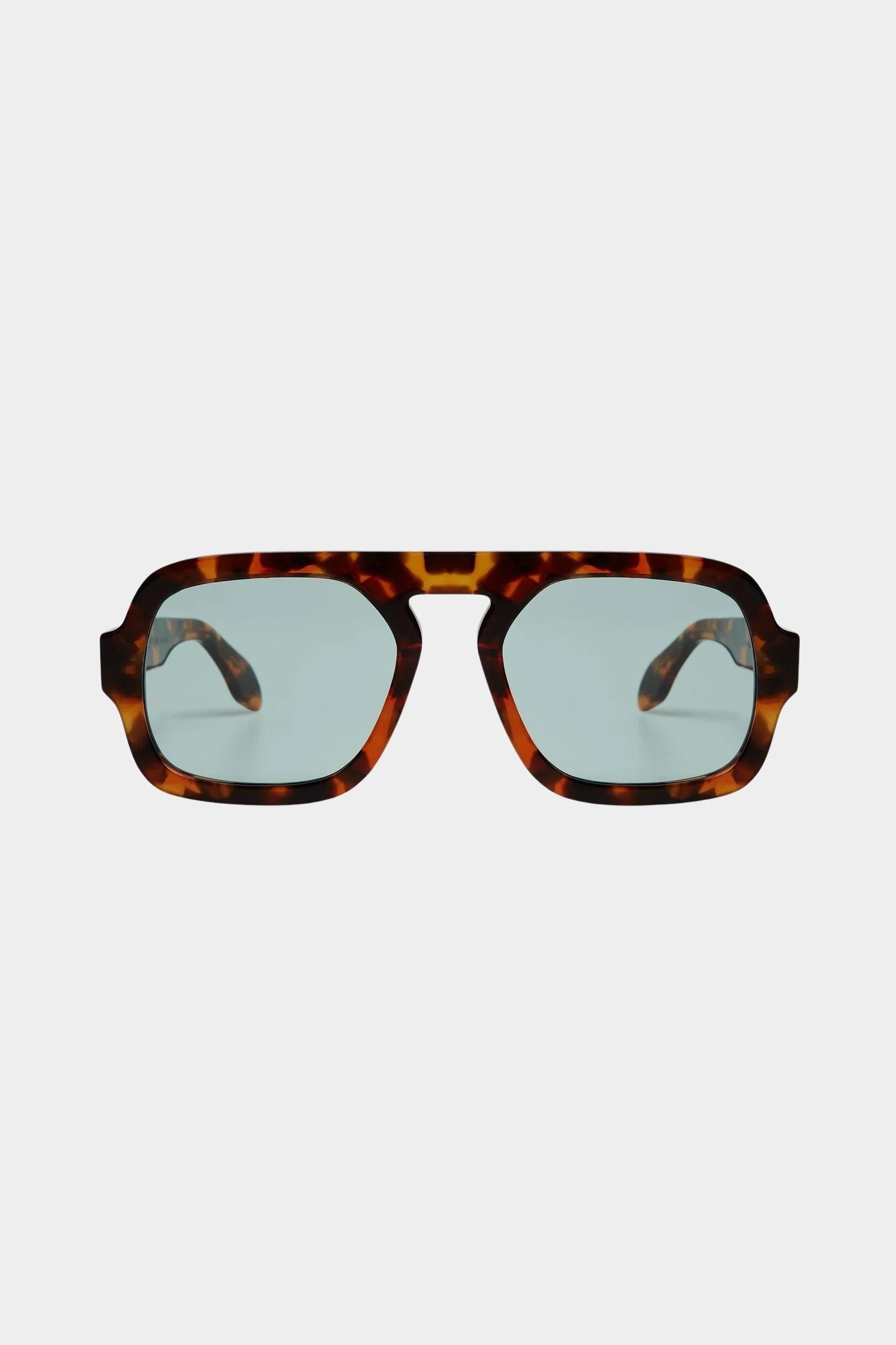 Elisa Johnson Jane sunglasses in brown tortoise acetate with oversized aviator silhouette and mint lenses