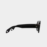Side view of Elisa Johnson Jane Gloss Black Dark Brown Lens acetate sunglasses