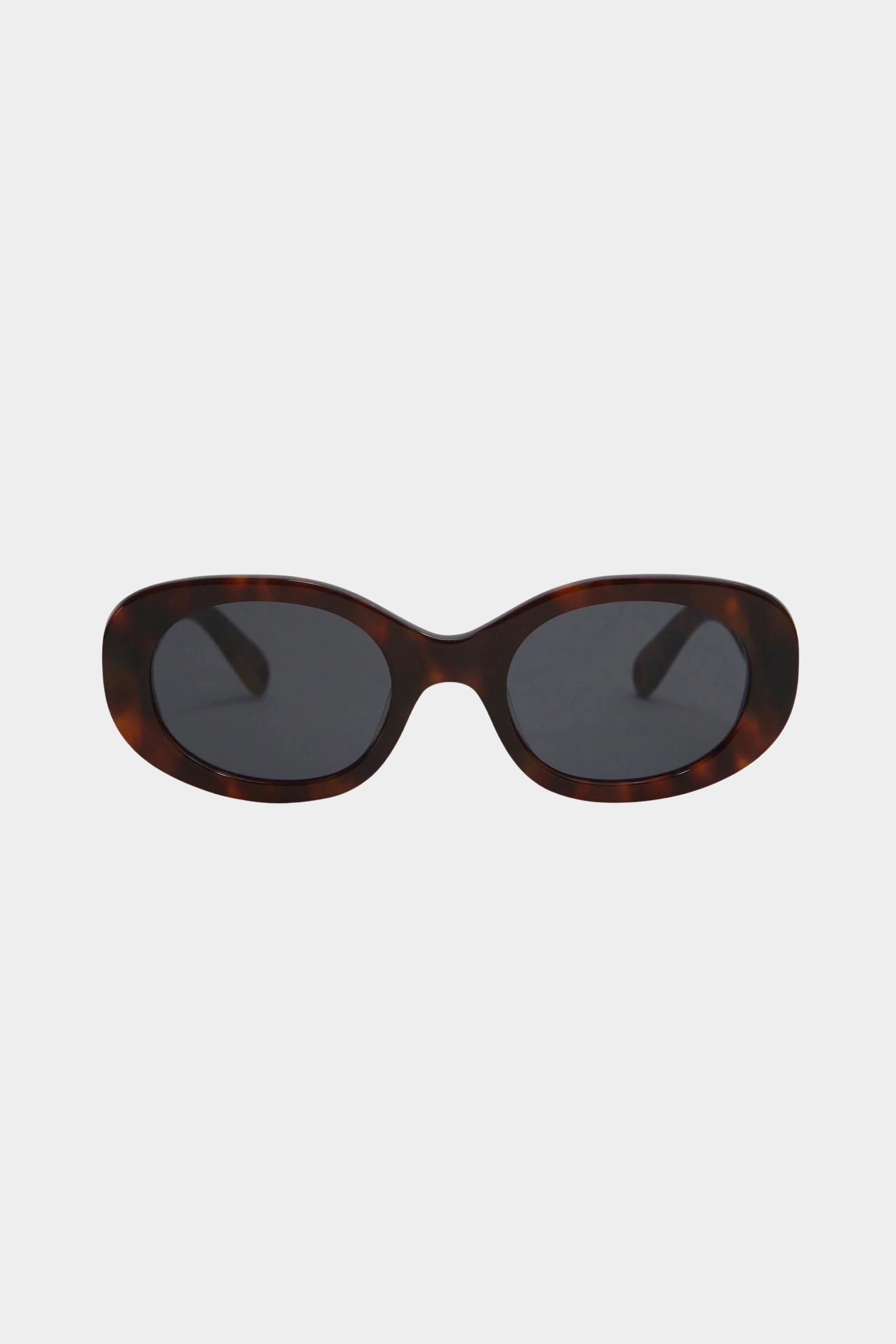 Elisa Johnson Lyna Sunglasses in Brown Tortoise with oversized oval acetate frames and black lenses