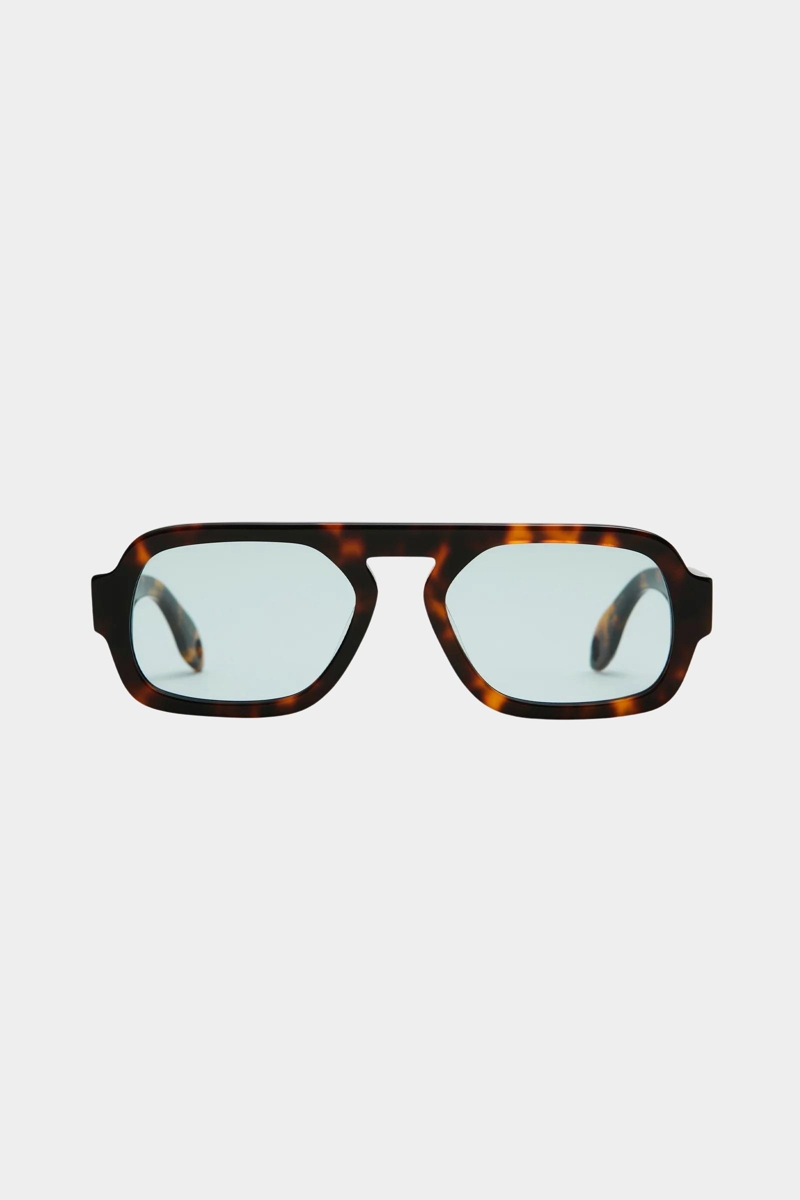 Elisa Johnson Jane Mini sunglasses in brown tortoise acetate with oversized aviator silhouette and mint lenses