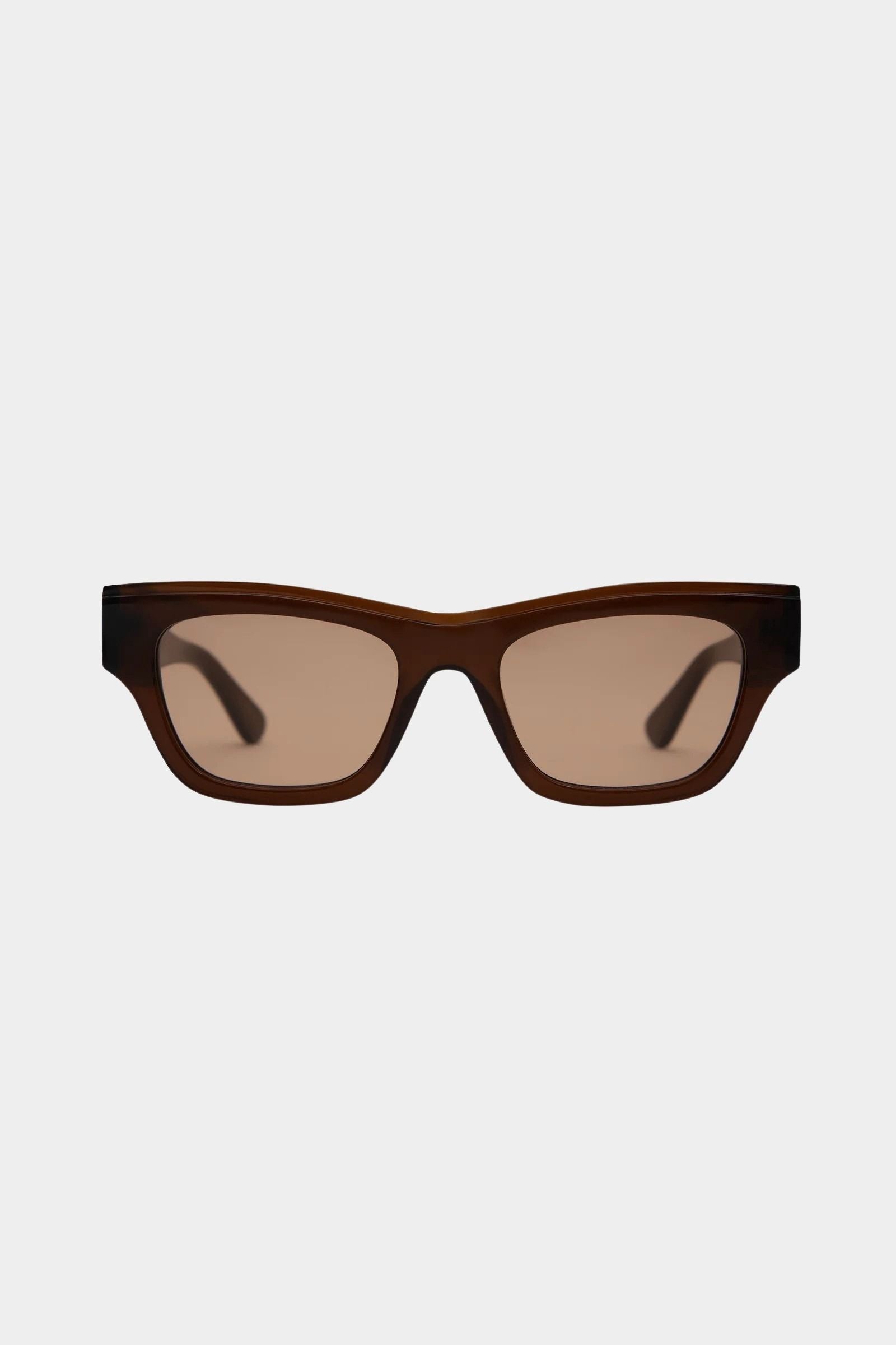 Elisa Johnson Rae sunglasses in gloss brown acetate with square silhouette and brown tinted lenses