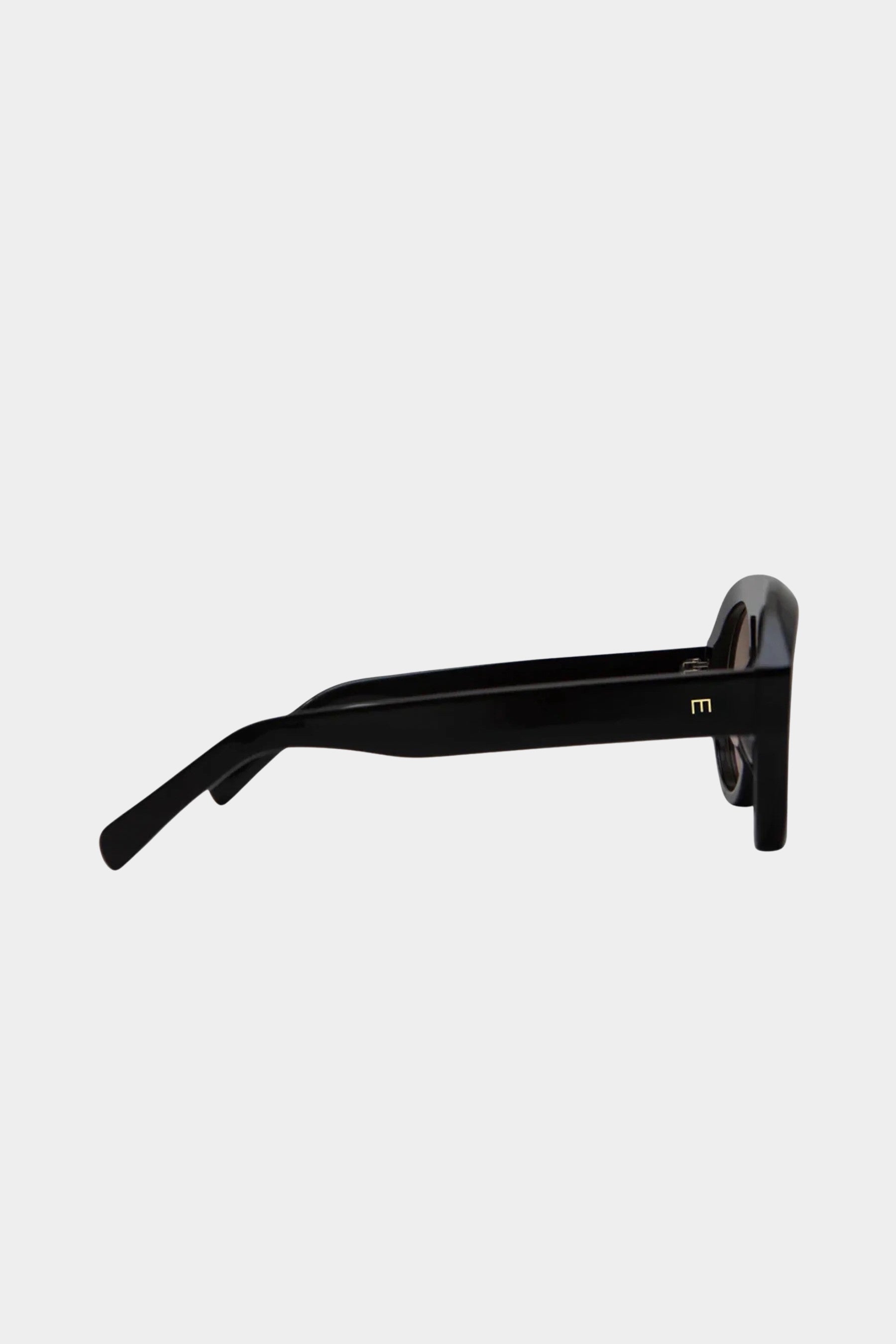 Side view of Elisa Johnson Val Gloss Black acetate sunglasses
