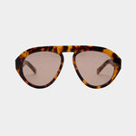 Elisa Johnson Val Sunglasses Brown Tortoise oversized angular aviator sunglasses front view