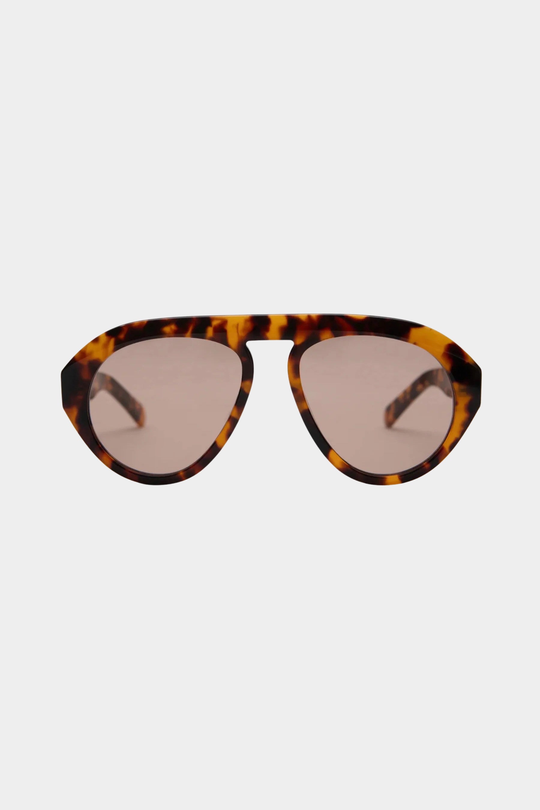 Elisa Johnson Val Sunglasses Brown Tortoise oversized angular aviator sunglasses front view